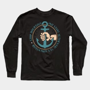 Vintage coat of arms with hand and anchor Long Sleeve T-Shirt